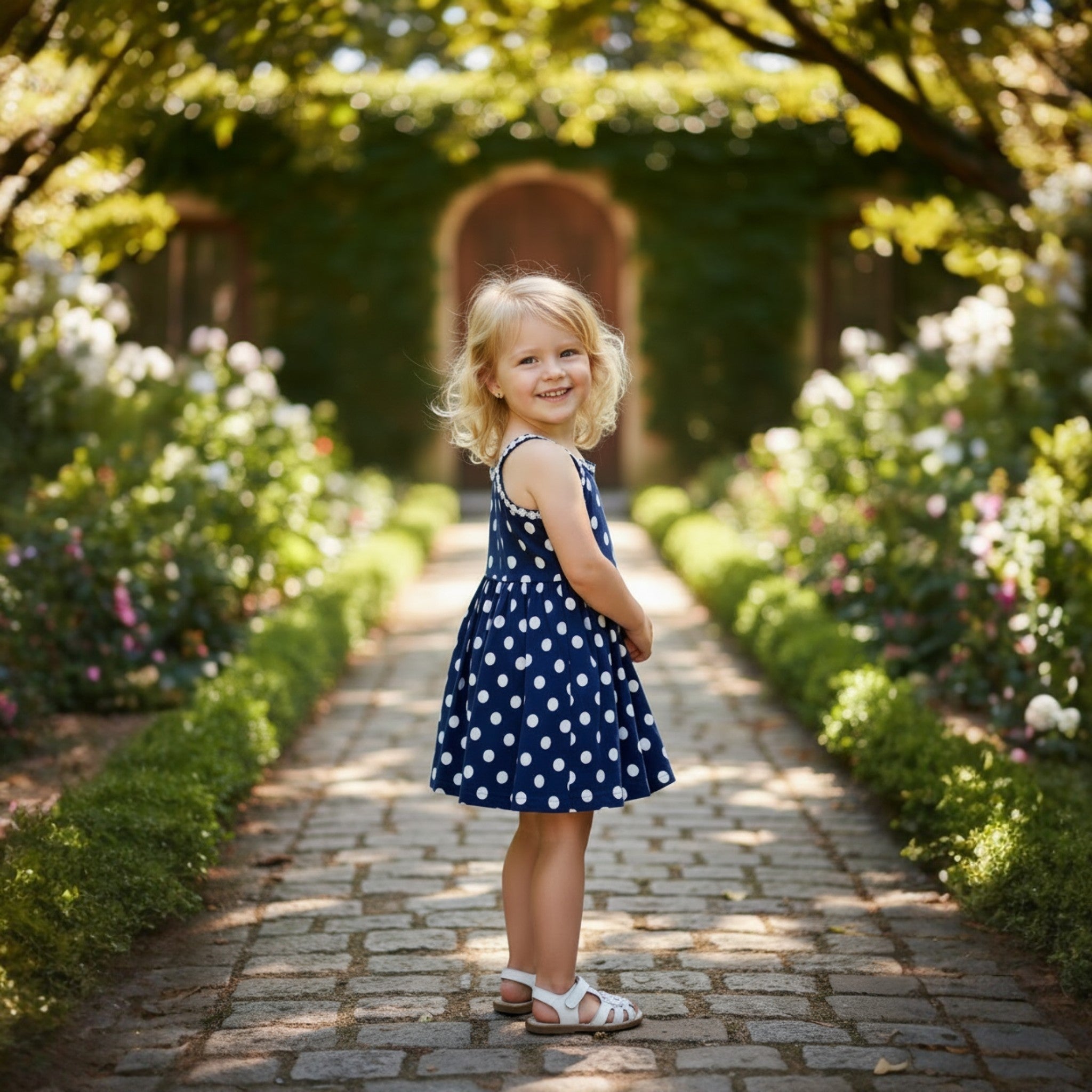Navy Spotty Dress