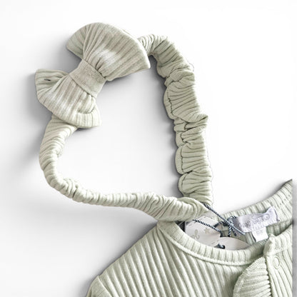 Sage Romper & Bow Set