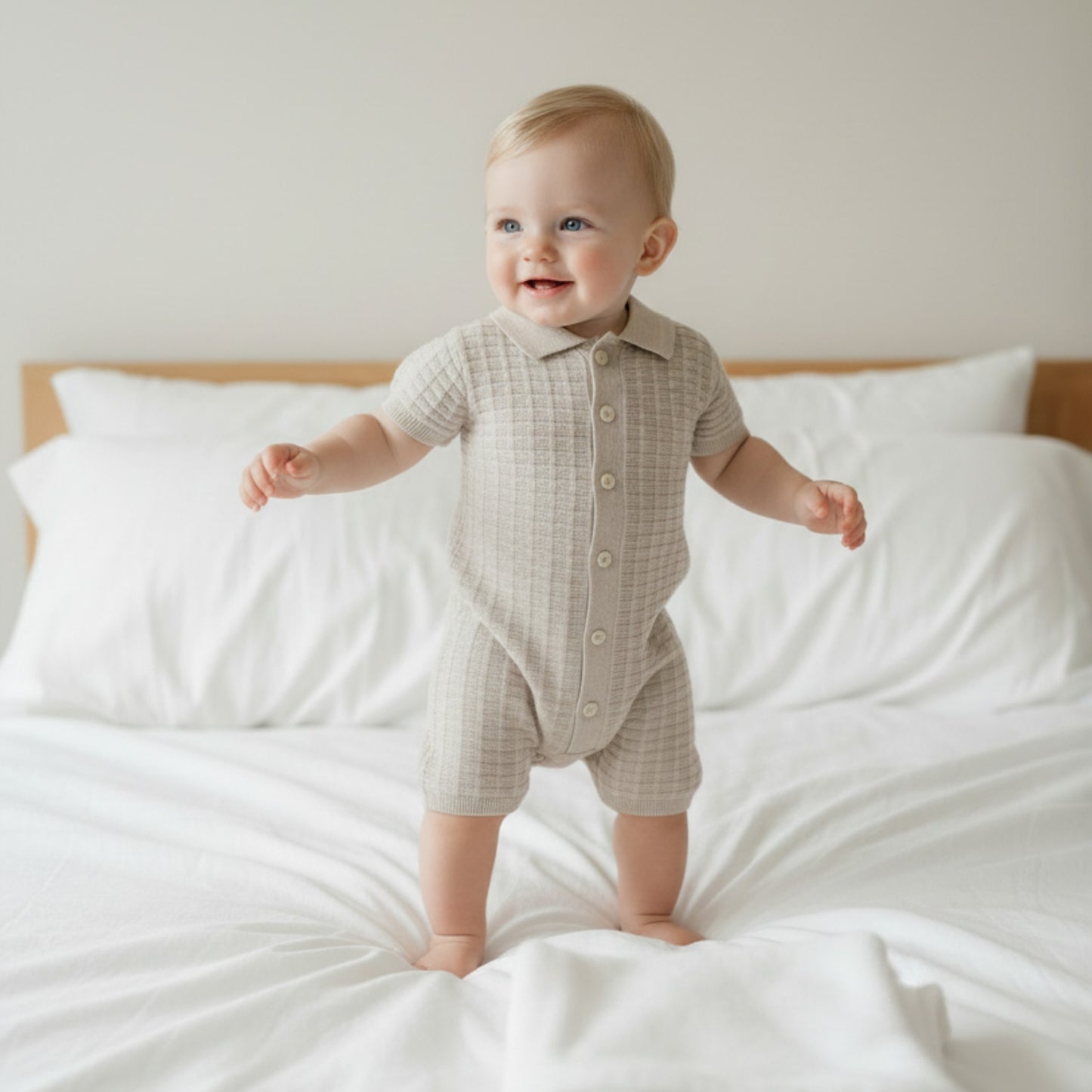 Beige Cotton Romper