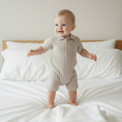 Beige Cotton Romper