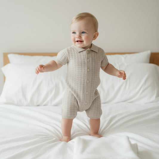 Beige Cotton Romper